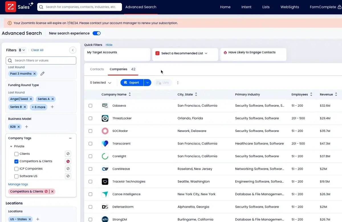 ZoomInfo sales workflow